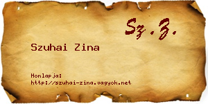 Szuhai Zina névjegykártya
